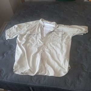 Columbia PFG Shirt Mens XL Beige Vent Performance Fishing Button Down Omni-Shade
